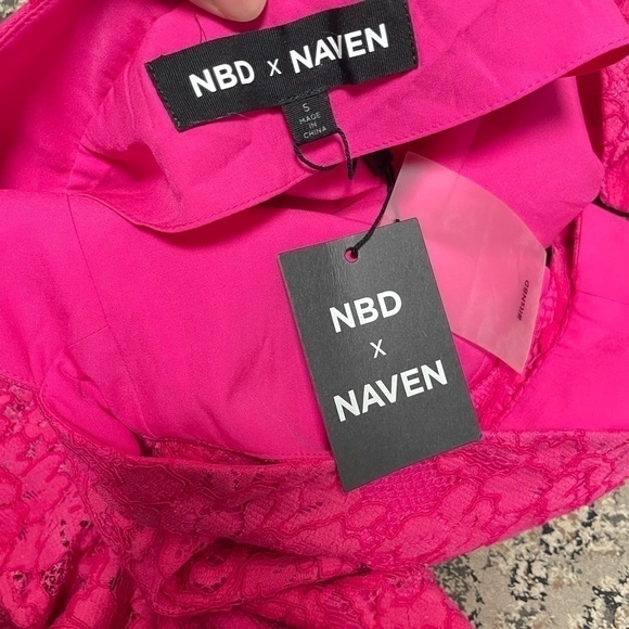NBD × NAVEN Lace Zip front Dress in Pink - Picture 3 of 5